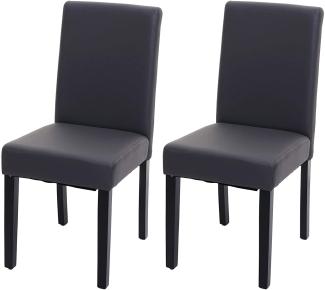 2er-Set Esszimmerstuhl Stuhl Küchenstuhl Littau ~ Kunstleder, grau matt, dunkle Beine