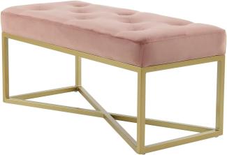 Qiyano Sitzbank Samt Gesteppte Polsterbank Bettbank für Schlafzimmer Wohnzimmer Flur Ankleidezimmer im Barock-Stil mit goldenen Metallfüßen, Farbe: Rosa