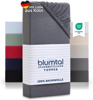 Blumtal® Baumwolle Spannbettlaken für Topper 120x200 cm Basics Jersey - Bettlaken 120x200 cm - Oeko-TEX zertifiziertes Spannbetttuch 120x200 cm - Topper Spannbettlaken - Betttuch - Grau