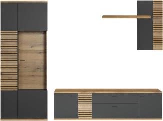 Wohnwand Norris in grau und Eiche Evoke 300 x 205 cm
