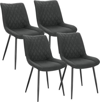 WOLTU 4 x Esszimmerstühle 4er Set Esszimmerstuhl Küchenstuhl Polsterstuhl Design Stuhl mit Rückenlehne, mit Sitzfläche aus Stoffbezug, Gestell aus Metall, Anthrazit, BH248an-4
