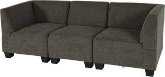 Modular 3-Sitzer Sofa Couch Lyon, Stoff/Textil ~ braun, hohe Armlehnen