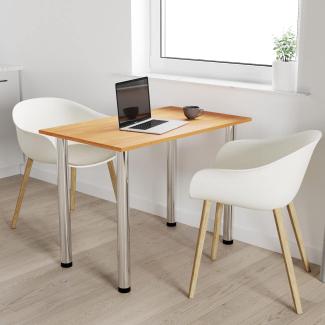 60x60 | Esszimmertisch - Esstisch - Tisch mit Chrombeinen - Küchentisch - Bürotisch | Erle