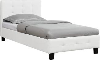 CARO-Möbel Polsterbett Ohio Bettgestell 90 x 200 cm Einzelbett Designbett inklusive Lattenrost Textilbezug in weiß