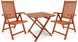 Casaria Balkonset Tisch + 2 Moreno Stühle