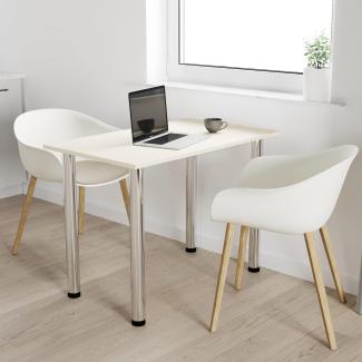 mikon 80x50 | Esszimmertisch - Esstisch - Tisch mit Chrombeinen - Küchentisch - Bürotisch | VANILLE