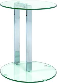Beistelltisch aus Glas/ Chromgestell, rund, Ø 40cm