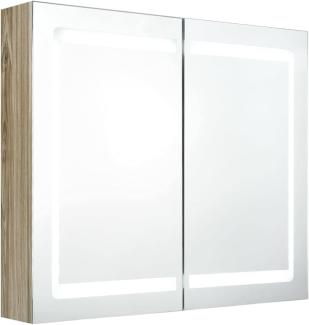 LED-Bad-Spiegelschrank Eichenoptik 80x12x68 cm