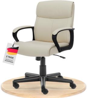 DUMOS Bürostuhl, Pu-Leder Office Chair, Drehstuhl mit 360° Drehbaren Rollen und Lendenwirbelstütze, Schreibtisch Stuhl, Chefsessel Geeignet für Büros, Zuhause und Andere Umgebungen (Weiß)