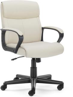 DUMOS Bürostuhl, Pu-Leder Office Chair, Drehstuhl mit 360° Drehbaren Rollen und Lendenwirbelstütze, Schreibtisch Stuhl, Chefsessel Geeignet für Büros, Zuhause und Andere Umgebungen (Weiß)