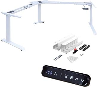 Albatros Eck-Schreibtisch-Gestell Lift L7W + Kabelkanal, Weiss, stufenlos verstellbar in Höhe, Breite und Winkel, 3 Motoren, elektrisch