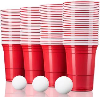 TRESKO Rote Partybecher, 50 Stück, Beer Pong Red Cups