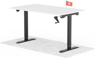 manuell höhenverstellbarer Schreibtisch EASY 140 x 80 cm - Gestell Schwarz, Platte Weiss