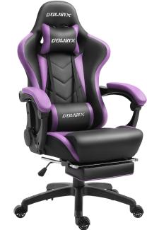 Dowinx Gaming Stuhl Ergonomischer Gamer Stuhl mit Lendenwirbelstütze, PC Bürostuhl Rückenlehne Verstellbarer Drehsessel mit Fußstütze (Schwarz&Violett