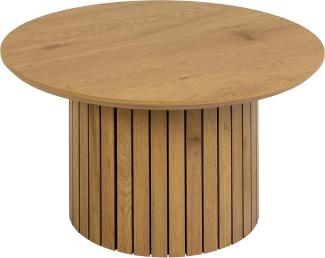 AC Design Furniture Yaron Couchtisch in Wildeichenoptik, Säulenfuß mit Lamellenfront, Runder Couchtisch, Ø: 80 x H: 42 cm