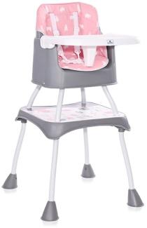 Lorelli Kinderhochstuhl Trick 3 in 1 Kinderstuhl, Tisch, umbaubar, klappbar Gurt rosa