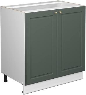 Vicco Spülenunterschrank Fame-Line, Grün-Gold Landhaus/Weiß, 80 cm mit Regal, ohne Arbeitsplatte