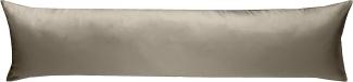 Mako-Satin Seitenschläferkissen Bezug uni / einfarbig braun (kiesel) 40x145 cm von Bettwaesche-mit-Stil