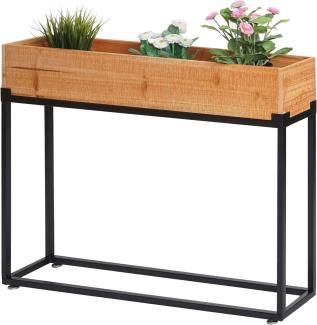 Hochbeet HWC-L32, Pflanzkasten Blumenkasten Gemüsebeet, Holz-Stahl 62x80x16cm ~ Gestell schwarz, naturfarben