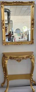 Casa Padrino Luxus Barock Spiegelkonsole - Prunkvolle Barockstil Massivholz Konsole mit Wandspiegel - Garderoben Spiegel im Barockstil - Barock Möbel - Luxus Qualität - Made in Italy