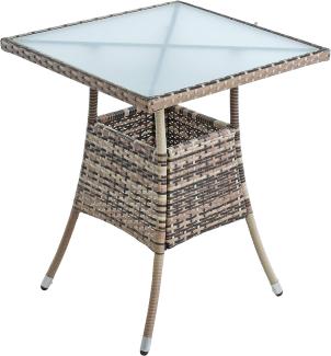 Polyrattan Balkontisch Rattan Tisch Beistelltisch Gartentisch 60 cm Beige-Braun