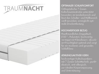 Traumnacht Orthopädische 7-Zonen Kaltschaummatratze, Härtegrad 3 (H3 - fest), Öko-Tex Zertifiziert, 120 x 200 cm, Höhe 13 cm, produziert nach deutschem Qualitätsstandard