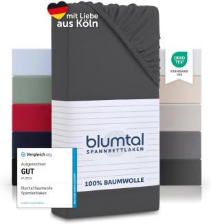 Blumtal® Basics Jersey Spannbettlaken 180x200cm -Oeko-TEX Zertifiziert, 100% Baumwolle Bettlaken, bis 7cm Topperhöhe, Anthrazit