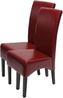 2er-Set Esszimmerstuhl Küchenstuhl Stuhl Latina, LEDER ~ rot, dunkle Beine