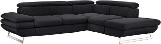 Mivano Ecksofa Prestige, Moderne Couch in L-Form mit Ottomane, Kopfteile und Armteil verstellbar, 265 x 74 x 223, Strukturstoff, schwarz