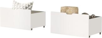 Merax 2 Schubladen für Kinderbett 90x200cm 90 x 190 cm, Schubladen aus Holz, mit 4 Rollen, Weiß