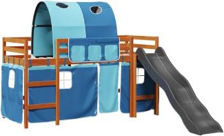 Kinderhochbett mit Tunnel Blau 90x200 cm Massivholz Kiefer 3309108