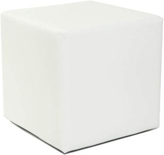 Design Sitzwürfel Kubus I Hocker Kunstleder modern 45x45x45 cm in weiß