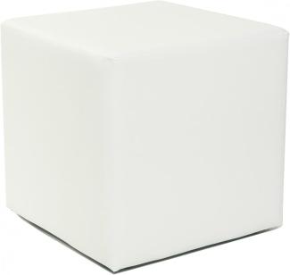 Design Sitzwürfel Kubus I Hocker Kunstleder modern 45x45x45 cm in weiß