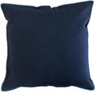 Fleuresse Halbleinen-Kissenbezug mit Zierstich, navy, Größe 40x40 cm