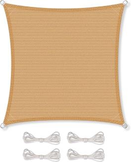 CelinaSun Sonnensegel inkl Befestigungsseile Premium HDPE wetterbeständig atmungsaktiv Quadrat 4,6 x 4,6 m Sand beige