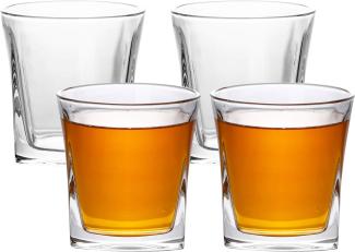 Intirilife 4x Whisky Glas in KRISTALL KLAR 'VINTAGE'– Old Fashioned Whiskey Kristallglas Bleifrei im Sculpture Design spülmaschinengeeignet perfekt für Scotch, Bourbon, Whisky uvm.
