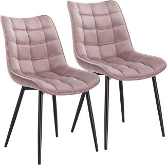 2er-Set Küchenstuhl mit Rückenlehne aus Samt Metallbeine Elif rosa