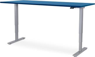 WRK21® SMART Elektronisch höhenverstellbarer Schreibtisch, Holz, Premium Ozean-Blau/Grau, 180 x 80 x 61-126 cm