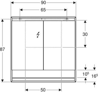 Geberit ONE Spiegelschrank mit ComfortLight, 2 Türen, Aufputzmontage, mit Nische, 90x90x15cm, 505.833.00, Farbe: weiss / Aluminium pulverbeschichtet - 505.833.00.2