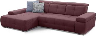 Cavadore Ecksofa Mistrel mit Schlaffunktion, L-Form Sofa mit leichter Fleckentfernung dank Soft Clean, geeignet für Haushalte mit Kindern, Haustieren, 273 x 77 x 173, rot