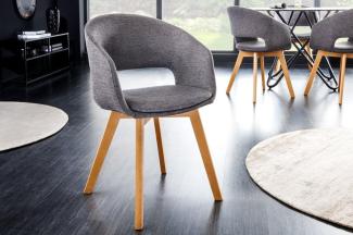 Design Stuhl DENMARK grau Eichenoptik Holzbeine Retro