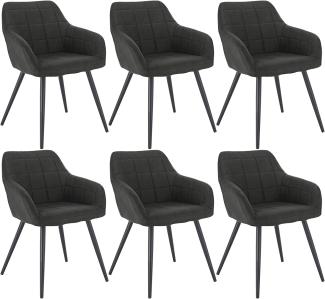 WOLTU 6 x Esszimmerstühle 6er Set Esszimmerstuhl Küchenstuhl Polsterstuhl Design Stuhl mit Armlehne, mit Sitzfläche aus Stoffbezug, Gestell aus Metall, Anthrazit, BH224an-6