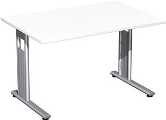 Schreibtisch, 120x80cm, Weiß / Silber