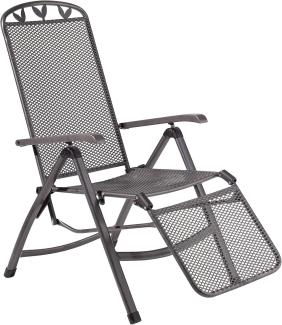 greemotion Relaxsessel Toulouse eisengrau, Stuhl mit 5-fach Verstellung und Fußteil, Gartenstuhl aus schmutzunempfindlichem Streckmetall, witterungsbeständig und pflegeleicht