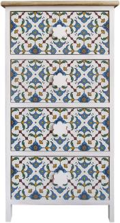 Rebecca Mobili Kommode, Badezimmerschrank mit 4 Schubladen, Holz in Hellblau Weiß moderner Stil, für Badezimmer Eingang - Maße: 76 x 40 x 30 cm (HxLxB) - Art. RE6499