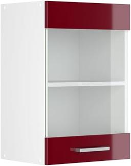 Vicco Küchenschrank R-Line Hängeschrank Unterschrank Küchenzeile Küchenunterschrank Arbeitsplatte, Möbel verfügbar in 6 Dekoren (Bordeaux ohne Arbeitsplatte, Hängeglasschrank 40 cm)