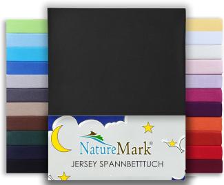 NatureMark Premium WASSERBETTEN & BOXSPRINGBETTEN Spannbettlaken Jersey 200x220cm +40cm Steghöhe Größe 180x200-200x220 cm, Farbe: Schwarz