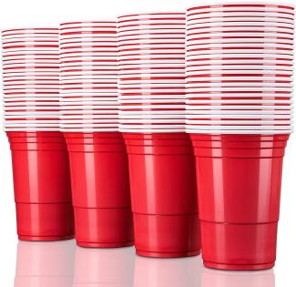 TRESKO Rote Partybecher, 100 Stück, Beer Pong Red Cups
