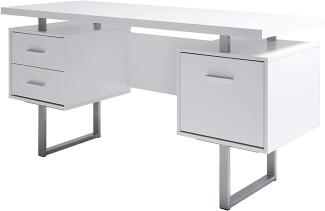 Amazon Marke - Movian Vättern - Schreibtisch mit 3 Schubladen, 152,4 x 60 x 76 cm, Weiß