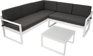 Lounge - Set ARESE, Aluminium weiss, Polster dunkelgrau